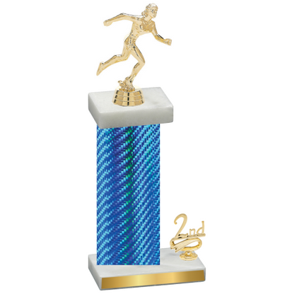 Accented Single Blue Carbon Fiber Second Place Running Trophy