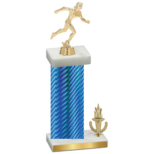 Accented Single Blue Carbon Fiber Victory Running Trophy