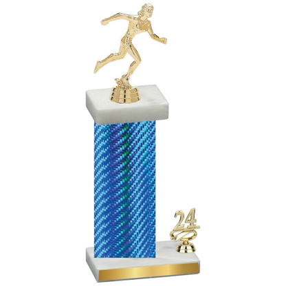 Accented Single Blue Carbon Fiber Year Running Trophy