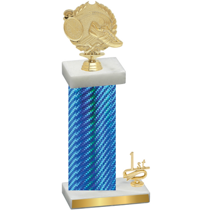 Accented Single Blue Carbon Fiber First Place Running Trophy