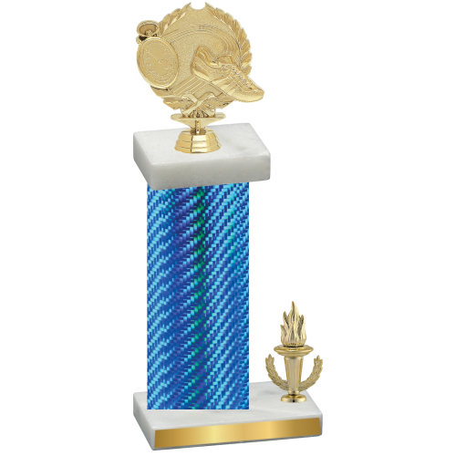 Accented Single Blue Carbon Fiber Victory Running Trophy