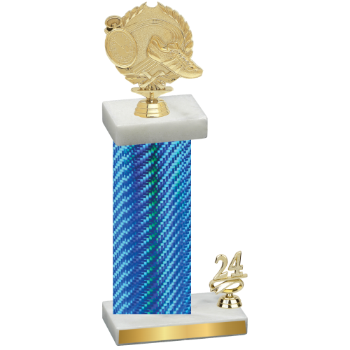 Accented Single Blue Carbon Fiber Year Running Trophy