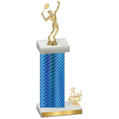 Accented Single Blue Carbon Fiber Third Place Tennis Trophy