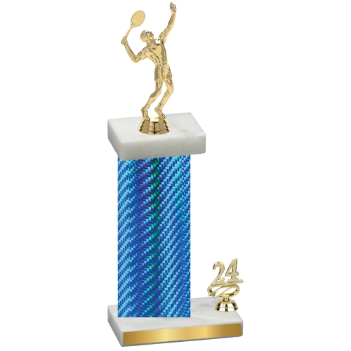 Accented Single Blue Carbon Fiber Year Tennis Trophy