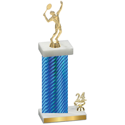 Accented Single Blue Carbon Fiber Year Tennis Trophy