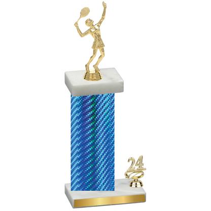 Accented Single Blue Carbon Fiber Year Tennis Trophy