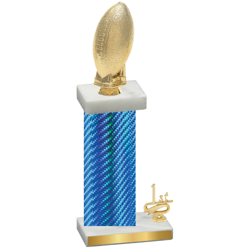 Accented Single Blue Carbon Fiber First Place Football Trophy