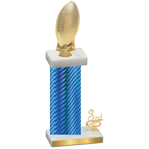 Accented Single Blue Carbon Fiber Third Place Football Trophy