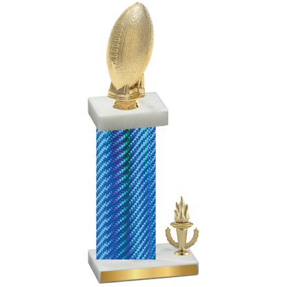 Accented Single Blue Carbon Fiber Victory Football Trophy