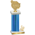 Accented Single Blue Carbon Fiber Fourth Place Tennis Trophy