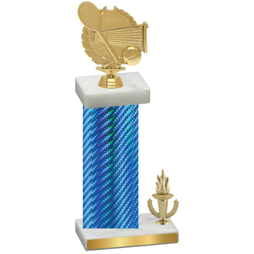 Accented Single Blue Carbon Fiber Victory Tennis Trophy