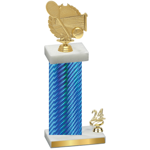 Accented Single Blue Carbon Fiber Year Tennis Trophy