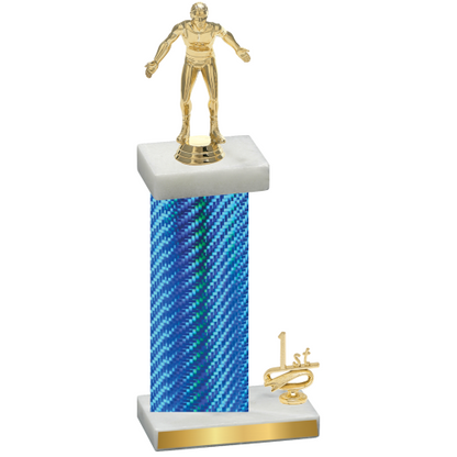 Accented Single Blue Carbon Fiber First Place Wrestling Trophy