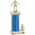 Accented Single Blue Carbon Fiber Victory Wrestling Trophy
