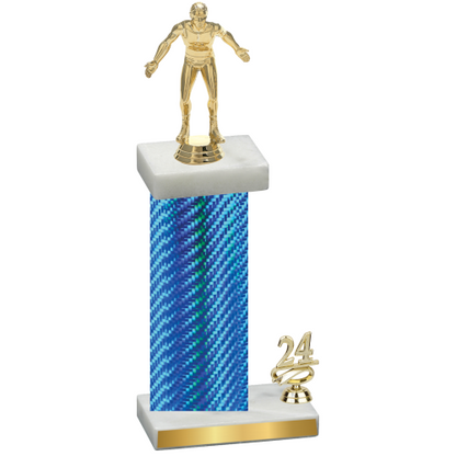 Accented Single Blue Carbon Fiber Year Wrestling Trophy