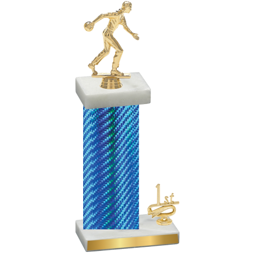 Accented Single Blue Carbon Fiber First Place Bowling Trophy