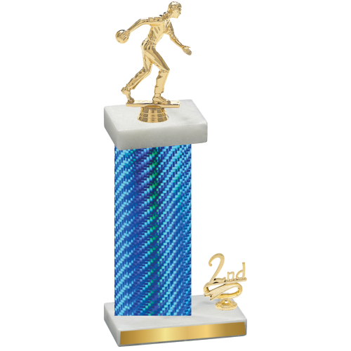 Accented Single Blue Carbon Fiber Second Place Bowling Trophy