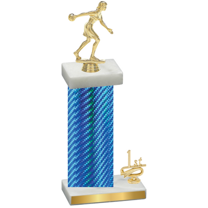 Accented Single Blue Carbon Fiber First Place Bowling Trophy