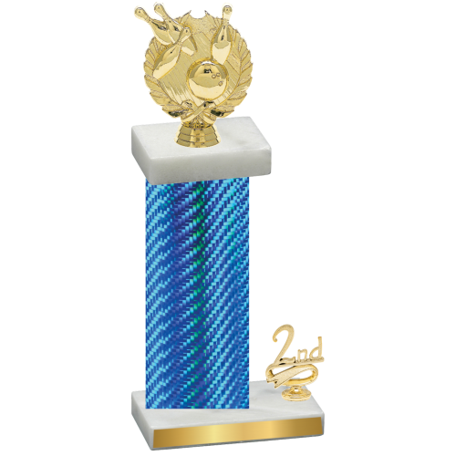 Accented Single Blue Carbon Fiber Second Place Bowling Trophy