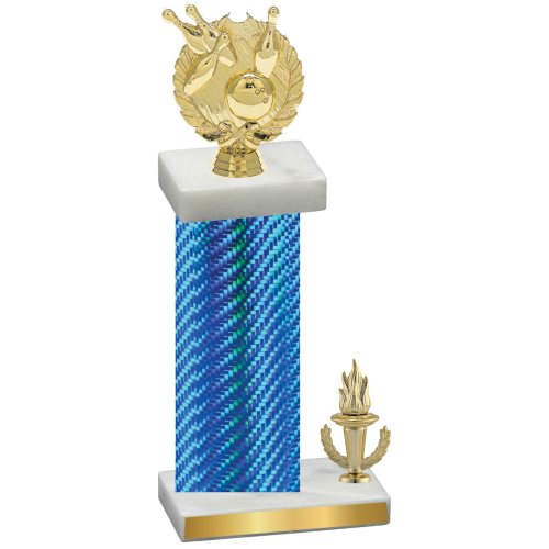 Accented Single Blue Carbon Fiber Victory Bowling Trophy