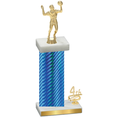 Accented Single Blue Carbon Fiber Fourth Place Volleyball Trophy