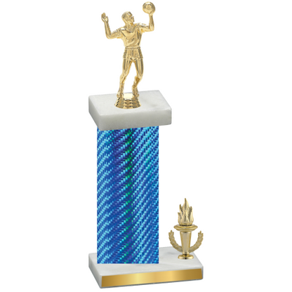 Accented Single Blue Carbon Fiber Victory Volleyball Trophy