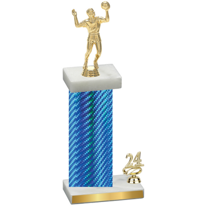 Accented Single Blue Carbon Fiber Year Volleyball Trophy