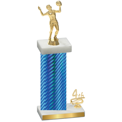 Accented Single Blue Carbon Fiber Fourth Place Volleyball Trophy