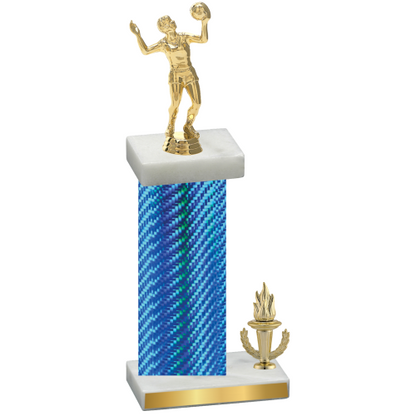 Accented Single Blue Carbon Fiber Victory Volleyball Trophy