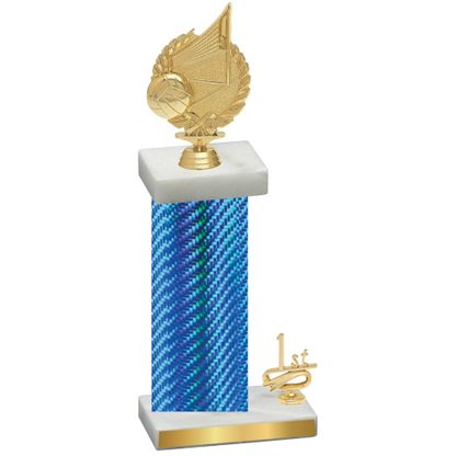 Accented Single Blue Carbon Fiber First Place Volleyball Trophy