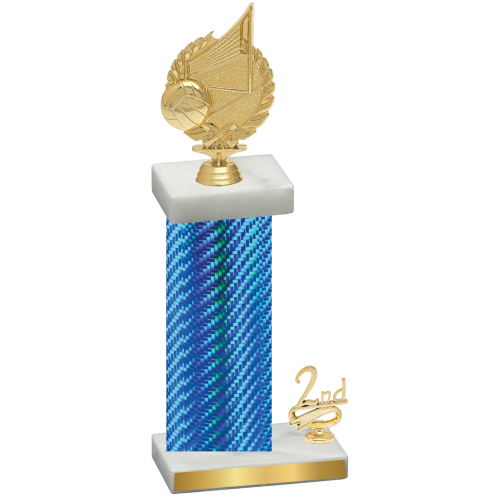 Accented Single Blue Carbon Fiber Second Place Volleyball Trophy