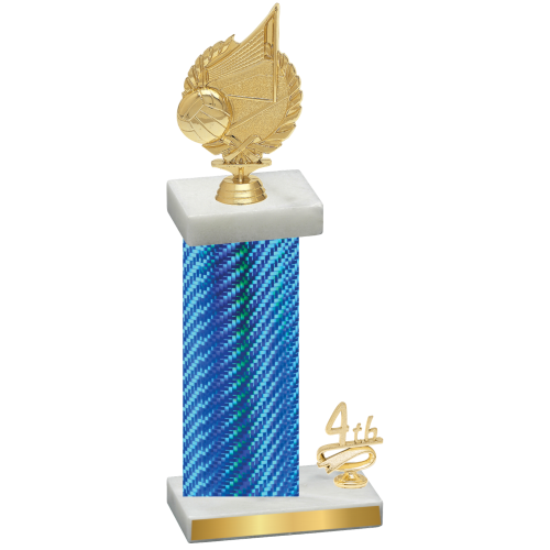 Accented Single Blue Carbon Fiber Fourth Place Volleyball Trophy
