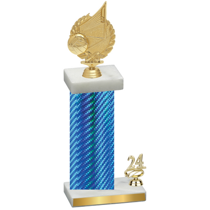 Accented Single Blue Carbon Fiber Year Volleyball Trophy