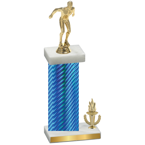 Accented Single Blue Carbon Fiber Victory Swimming Trophy