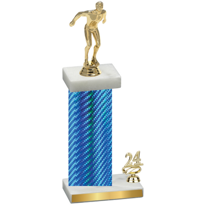 Accented Single Blue Carbon Fiber Year Swimming Trophy