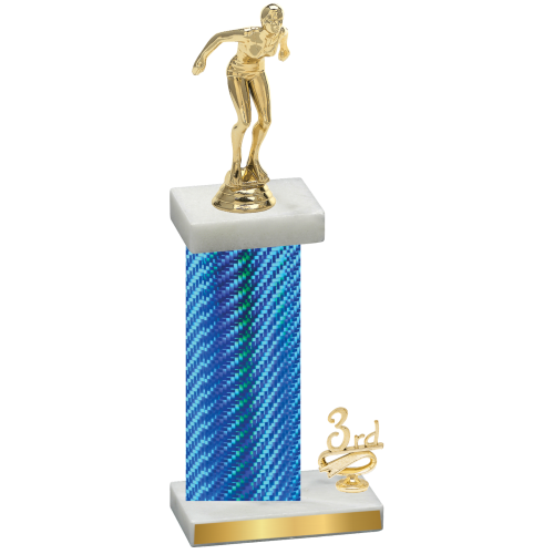 Accented Single Blue Carbon Fiber Third Place Tennis Trophy