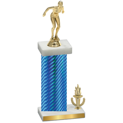 Accented Single Blue Carbon Fiber Victory Tennis Trophy