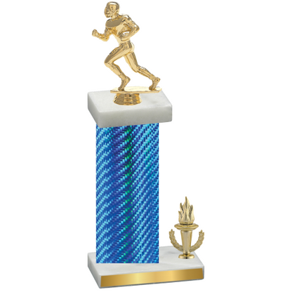 Accented Single Blue Carbon Fiber Victory Football Trophy