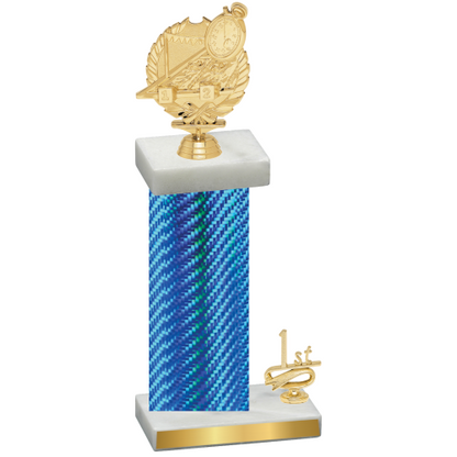 Accented Single Blue Carbon Fiber First Place Swimming Trophy