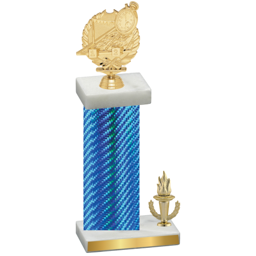 Accented Single Blue Carbon Fiber Victory Swimming Trophy