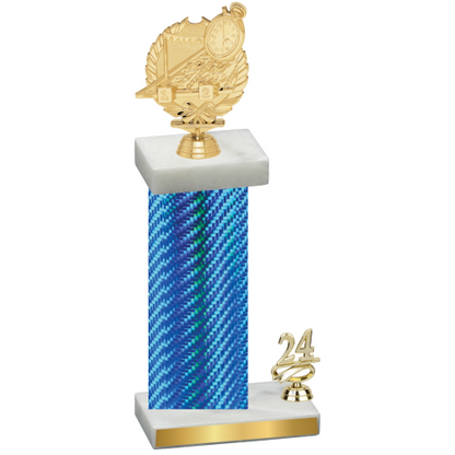 Accented Single Blue Carbon Fiber Year Swimming Trophy