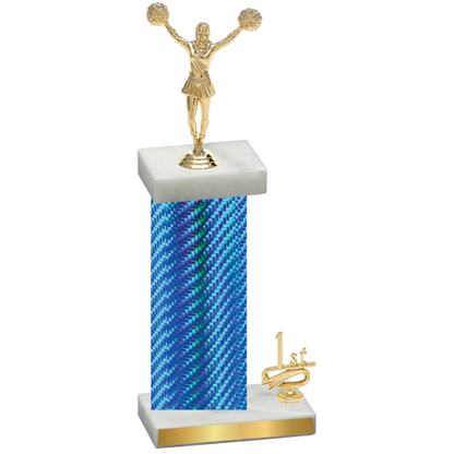 Accented Single Blue Carbon Fiber First Place Cheerleading Trophy