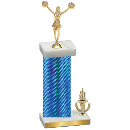 Accented Single Blue Carbon Fiber Victory Cheerleading Trophy