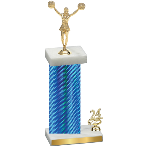 Accented Single Blue Carbon Fiber Year Cheerleading Trophy