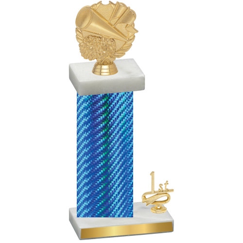 Accented Single Blue Carbon Fiber First Place Cheerleading Trophy