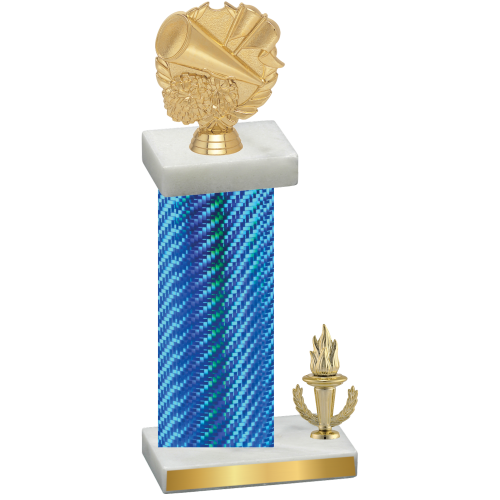 Accented Single Blue Carbon Fiber Victory Cheerleading Trophy