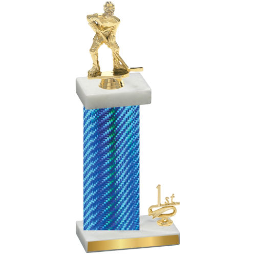 Accented Single Blue Carbon Fiber First Place Hockey Trophy