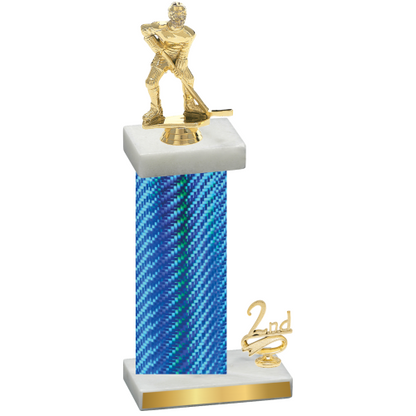 Accented Single Blue Carbon Fiber Second Place Hockey Trophy