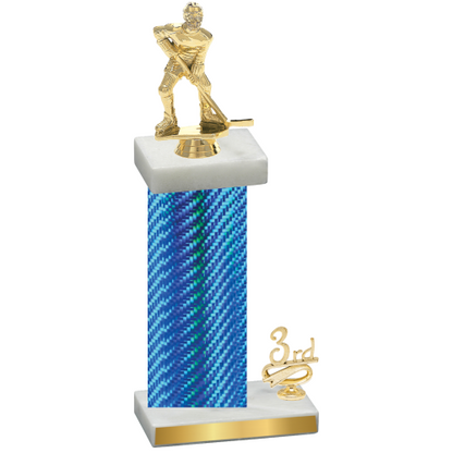 Accented Single Blue Carbon Fiber Third Place Hockey Trophy