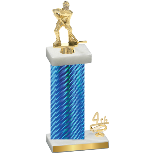 Accented Single Blue Carbon Fiber Fourth Place Hockey Trophy